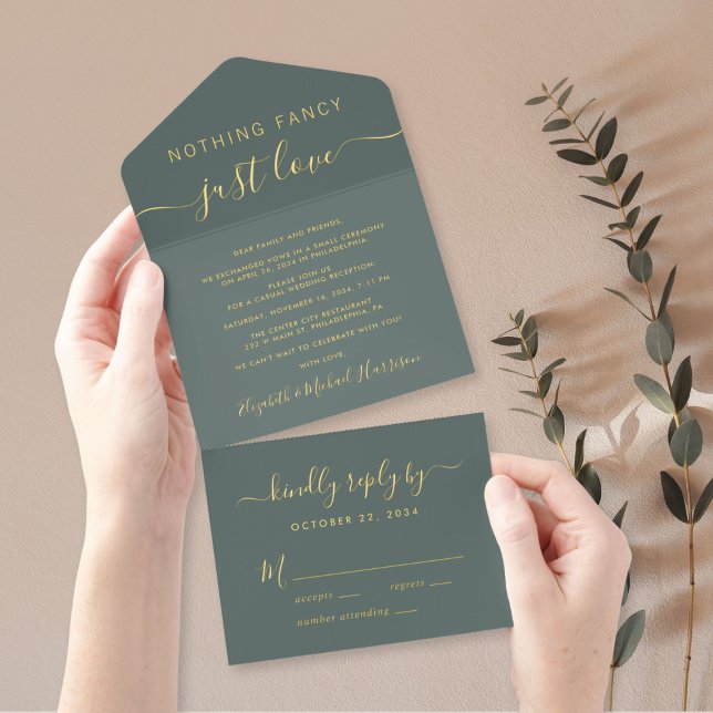 Tout En Un Invitation Rien De Fancy Just Love Mariage Réception Décontra (Créateur téléchargé)