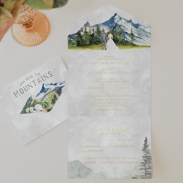 Tout En Un Invitation Rustic Mountain Mariage tout en un mariage Inviter (Créateur téléchargé)