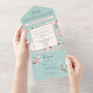 Tout En Un Invitation tout-en-un aquarelle fleurs roses