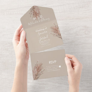 Tout En Un Invitation tout-en-un Pampas dessinée à la main et