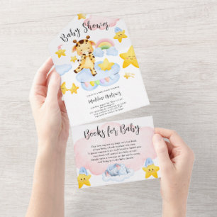 Tout En Un Invitation tout-en-un pour Baby Shower Baby Girafe