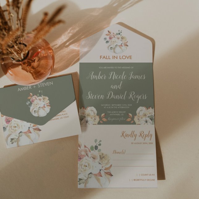 Tout En Un Invitation Triplée Mariage d'automne (Créateur téléchargé)