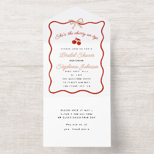 Tout En Un Invitation Whimsy Red Elle est la cerise sur la Fête des mari