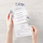 Tout En Un Lavender Purple All in One Wedding Invitation<br><div class="desc">Envoyez facilement l'invitation et RSVP tout en extraordinaire vos invités avec votre faire-part de mariage lavande-violet élégant avec des pivoines blanches et violettes,  lavande,  formes géométriques et typographie. Idéal pour un mariage extérieur. Trouvez les articles correspondants dans Lavender Purple Floral Mariage Collection.</div>