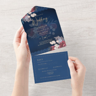 Tout En Un LeahG Burgundy Roses dentelle Invitation Mariage d