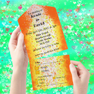 Tout En Un L'or mariage moderne déchirer invitation de retour