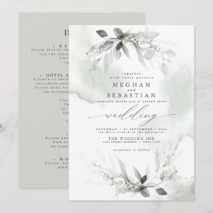 TOUT en un Mariage Aquarelle verte Invitation