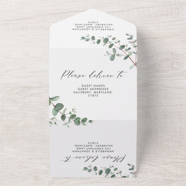 Tout En Un Mariage Budget Eucalyptus invitation botanique + r (Dehors)