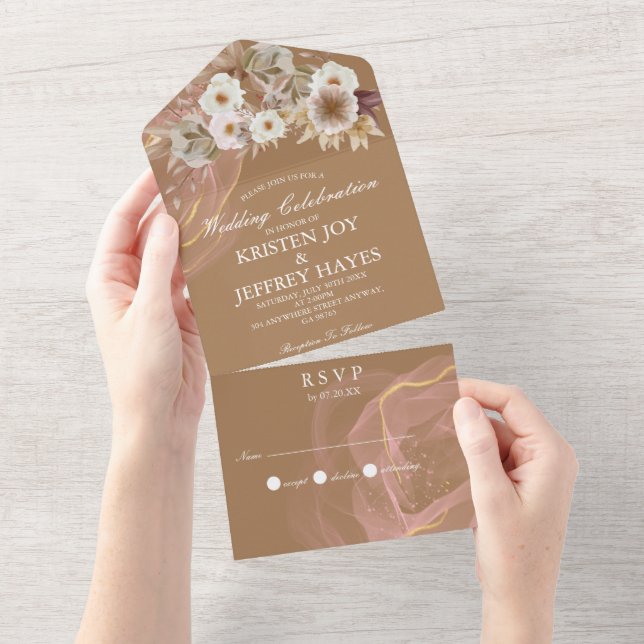 Tout en un Mariage Floral Rustic Invitation (Déchirure)