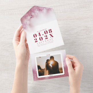 Tout En Un Mariage moderne marbre marbré invitation