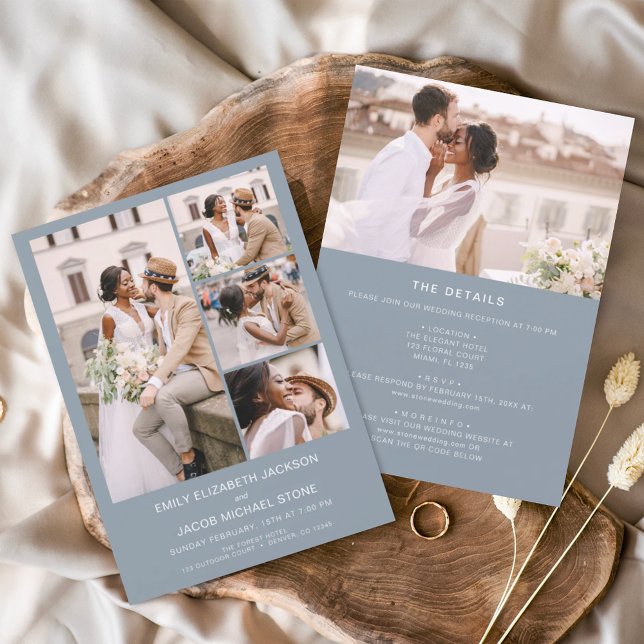 Tout en un minimaliste photo Dusty Mariage bleu (Créateur téléchargé)