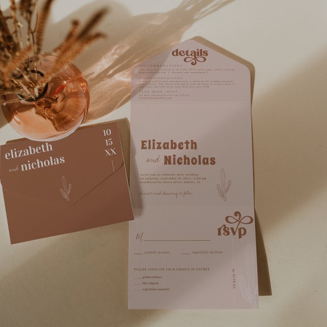 Tout En Un Moderne Boho Désert | Invitation de Mariage Tout-e (Créateur téléchargé)