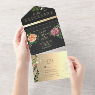 Tout En Un Moody Floral Mariage All In One Invitation