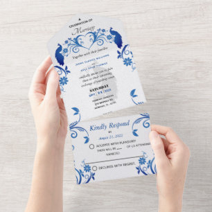 Tout En Un Peacock All in One Wedding Invitation