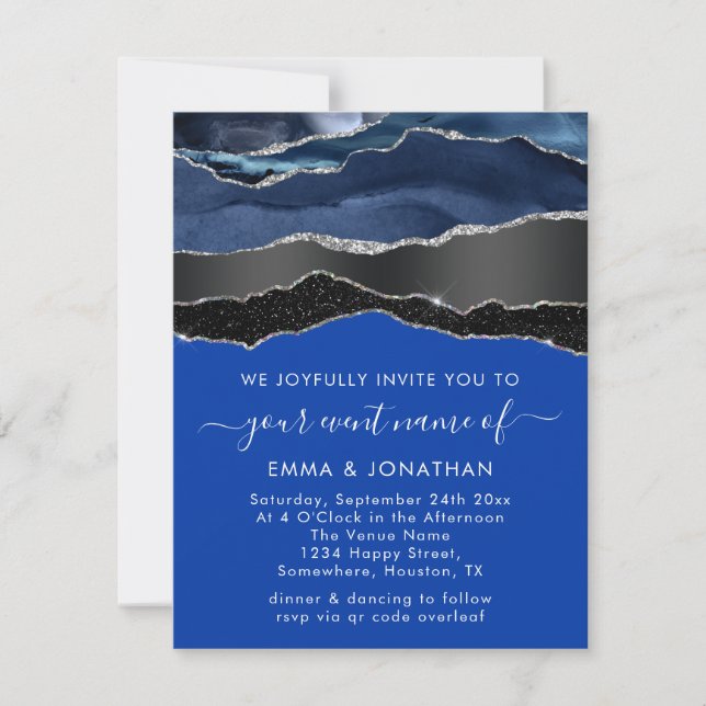 Tout en un QR Code Black Silver Blue Navy Parties  (Devant)