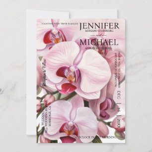 Tout en un rose Orchidées Invitations de mariage