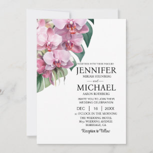 Tout en un rose Orchidées Invitations de mariage
