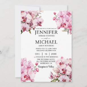 Tout en un rose Orchidées Invitations de mariage