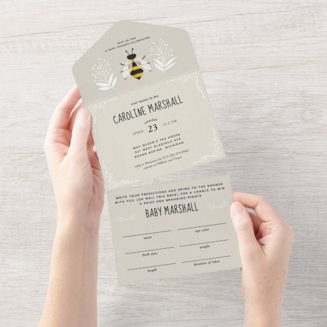 Tout En Un Rustic Mama à Bee Baby shower Invitation (Déchirure)