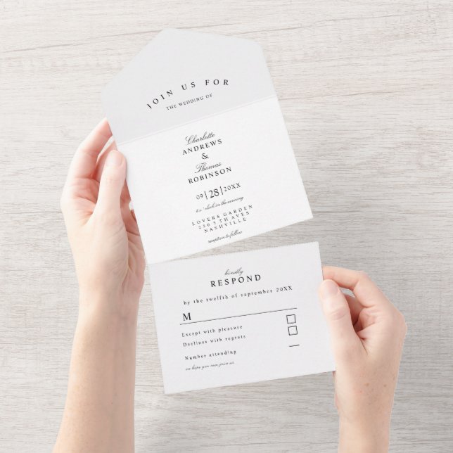 Tout En Un Simple, moderne, mariage dans une seule invitation (Déchirure)