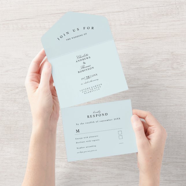 Tout En Un Simple, moderne, mariage dans une seule invitation (Déchirure)