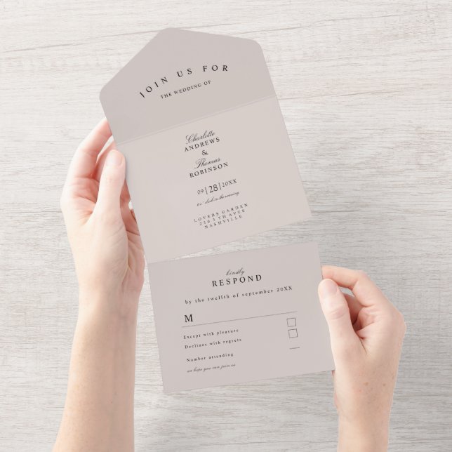 Tout En Un Simple, moderne, mariage dans une seule invitation (Déchirure)