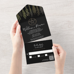Tout En Un Sorcière Pagan Black All in One Wedding Invitation