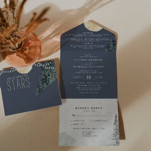Tout En Un Sous les étoiles   Invitation de mariage tout-en-u