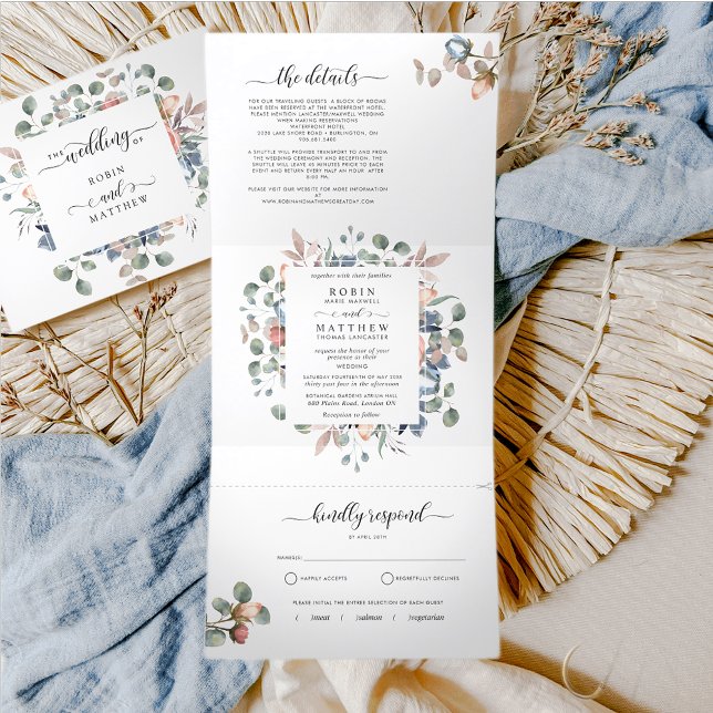 Tout en un triple avec RSVP "Blissful" Mariage (Créateur téléchargé)