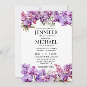 Tout en un violet Orchidées Invitations de mariage