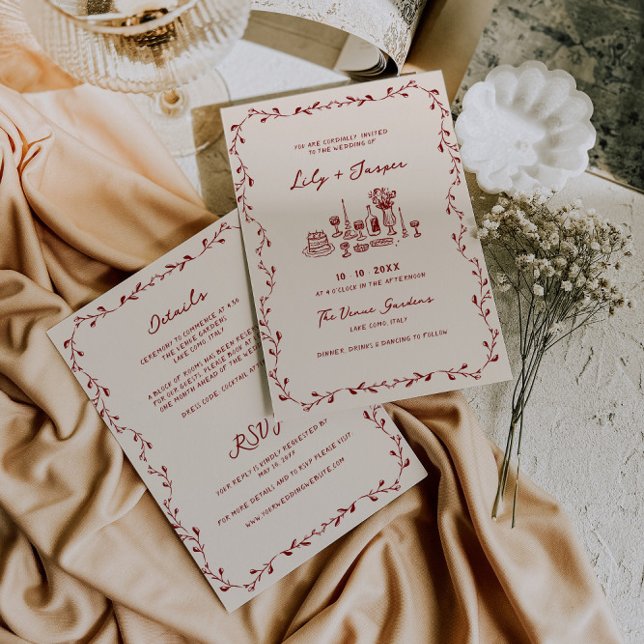 Tout En Une Main De Maroon Tirée Faire-part de mar (Créateur téléchargé)