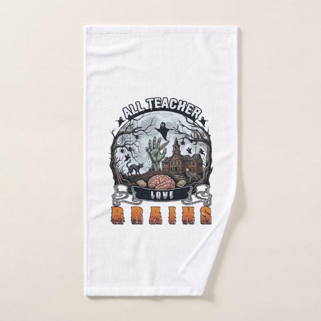 Tout enseignant aime les cerveaux Halloween Zombie (Serviette à main)