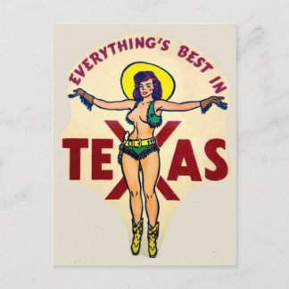 Tout est mieux au Texas Pin Up Girl Carte Postale