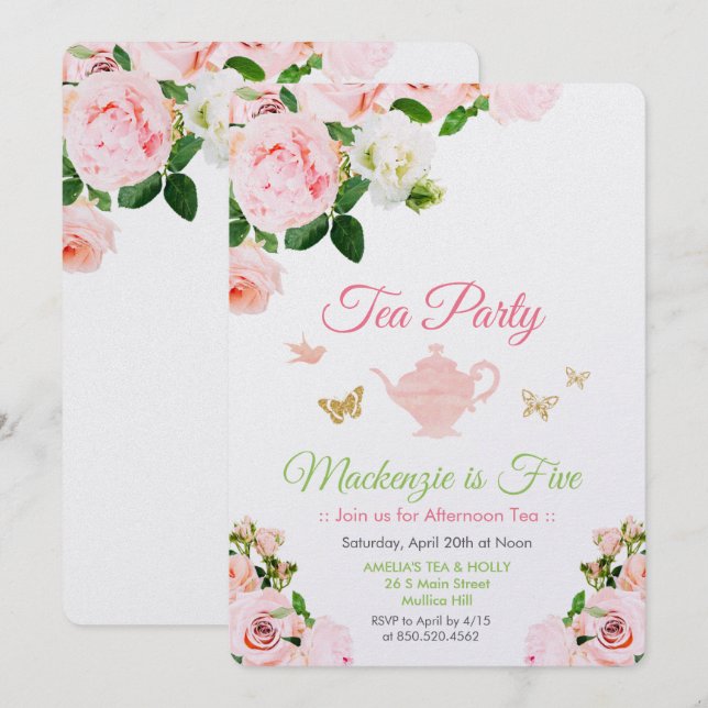 TOUT ÉVÉNEMENT - Invitation à la fête de thé flora (Devant / Derrière)