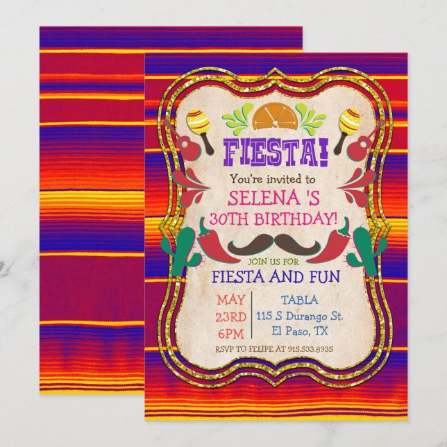 TOUT ÉVÉNEMENT - Invitation à une fête mexicaine F (Devant / Derrière)