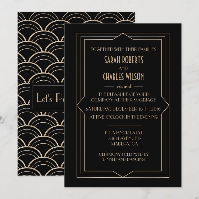 TOUT ÉVÉNEMENT - Invitation Art Déco Gatsby le Mag (Devant / Derrière)
