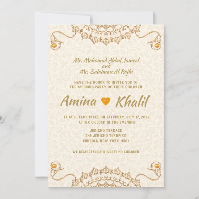 TOUT ÉVÉNEMENT - Invitation de mariage arabe pour  (Devant)