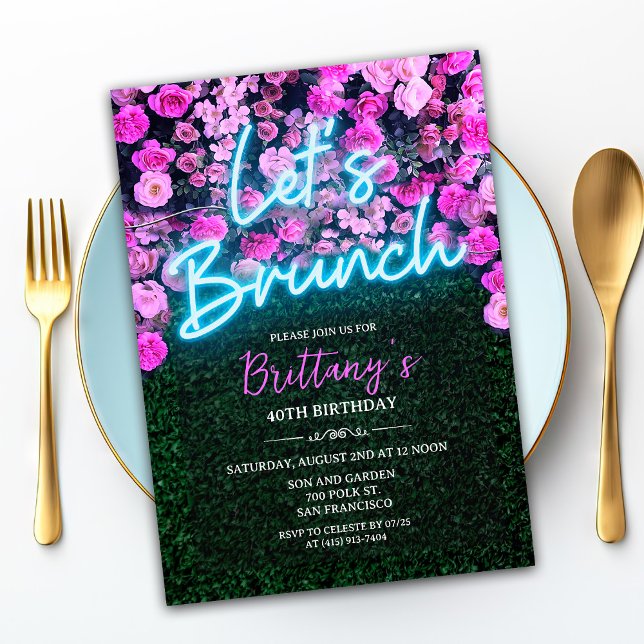 TOUT ÉVÉNEMENT - Invitation Florale Neon Brunch (Créateur téléchargé)