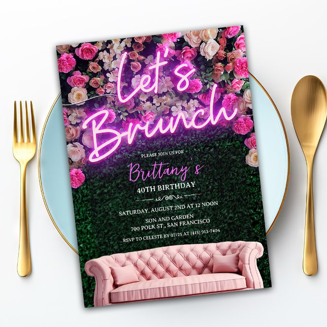 TOUT ÉVÉNEMENT - Invitation Florale Neon Brunch (Créateur téléchargé)