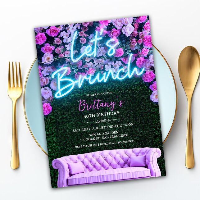 TOUT ÉVÉNEMENT - Invitation Florale Neon Brunch (Créateur téléchargé)