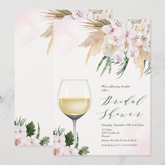 TOUT ÉVÉNEMENT - Invitation Florale Verre à Vin (Devant / Derrière)