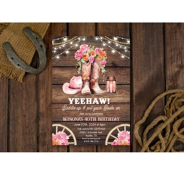 TOUT ÉVÉNEMENT - Invitation Western Florale Bottes (Créateur téléchargé)