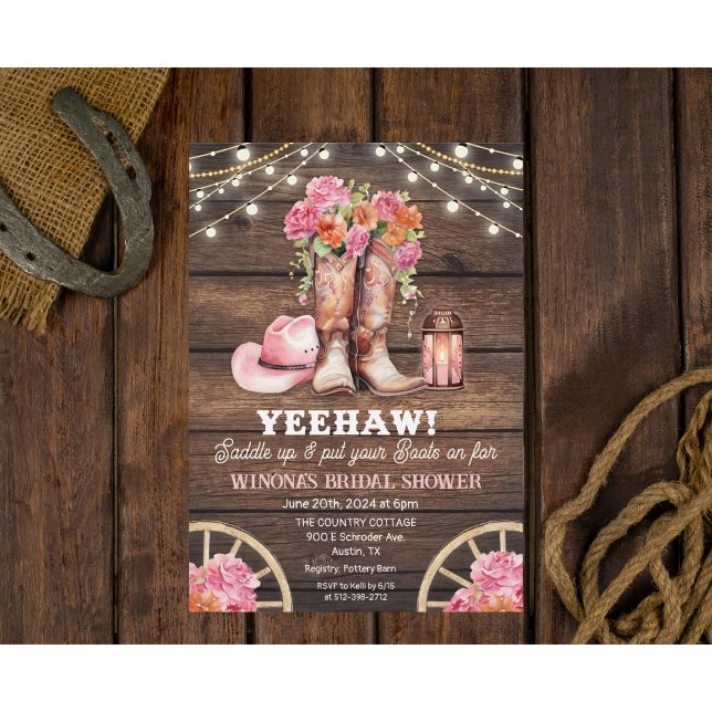 TOUT ÉVÉNEMENT - Invitation Western Florale Bottes (Créateur téléchargé)
