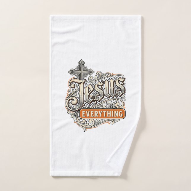 Tout Jésus Vintage Typographie Chrétienne Design (Serviette à main)