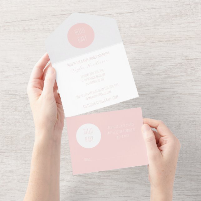 Tout rose moderne en un Baby shower Invitation (Déchirure)