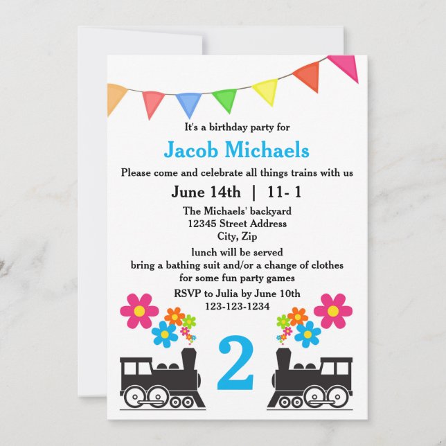 Tout sur les trains - Invitation d'anniversaire (Devant)