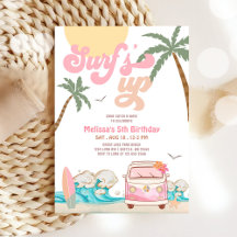 TOUT Surf rose AGE Invitation surf Anniversaire