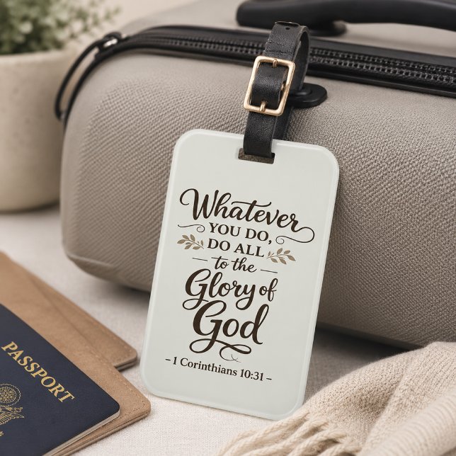 Toute à la gloire de Dieu Étiquette de bagage (Christian travel gift - Glory of God luggage tag 1 Corinthians 10:31)
