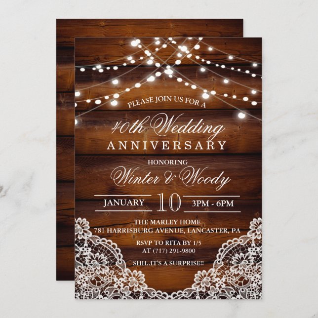 TOUTE ANNÉE - Anniversaire Mariage Invitation au b (Devant / Derrière)