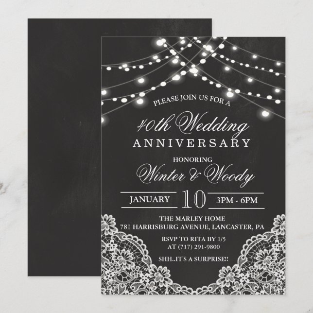 Toute année - Invitation à la craie pour anniversa (Devant / Derrière)